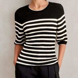 ME+EM Metallic Breton Stripe Smock Top